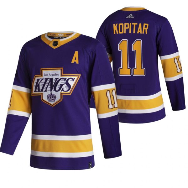 Stunning Los Angeles Kings #11 Anze Kopitar Black Men's Adidas 2020 21 Reverse Retro Alternate NHL Jersey