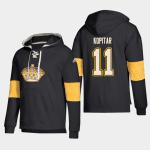 Outstanding Los Angeles Kings #11 Anze Kopitar Black adidas Lace Up Pullover Hoodie