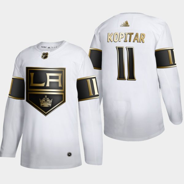 Premium Los Angeles Kings #11 Anze Kopitar Men's Adidas White Golden Edition Limited Stitched NHL Jersey