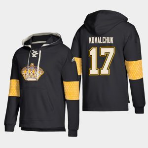 Outstanding Los Angeles Kings #17 Ilya Kovalchuk Black adidas Lace Up Pullover Hoodie