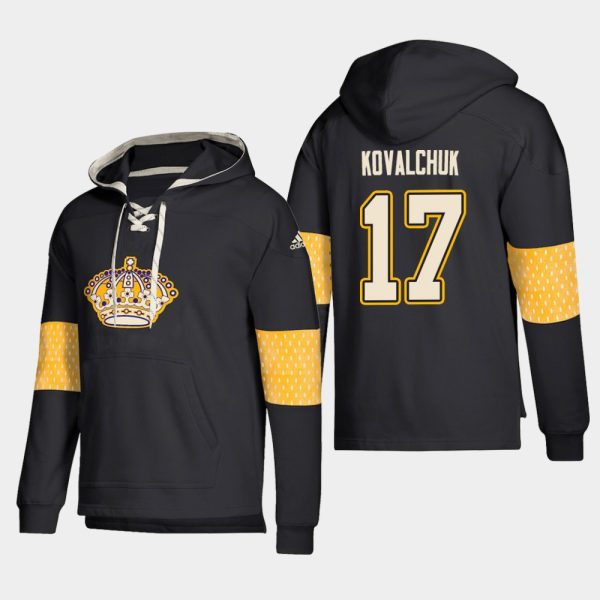 Outstanding Los Angeles Kings #17 Ilya Kovalchuk Black adidas Lace Up Pullover Hoodie