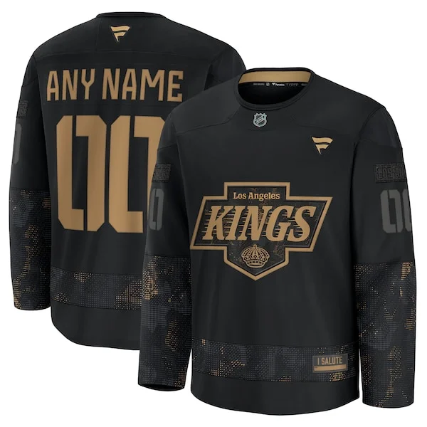 Superior Los Angeles Kings 2024 Military Appreciation Personalized Long Sleeve Practice Jersey Black