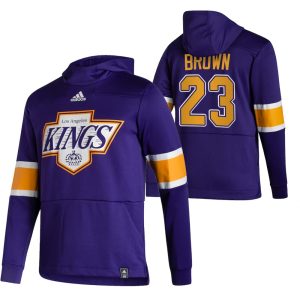 Exceptional Los Angeles Kings #23 Dustin Brown Adidas Reverse Retro Pullover Hoodie Purple