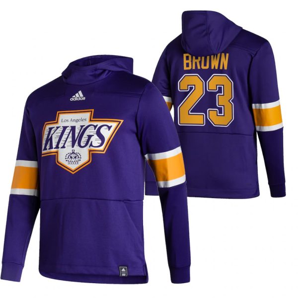 Exceptional Los Angeles Kings #23 Dustin Brown Adidas Reverse Retro Pullover Hoodie Purple