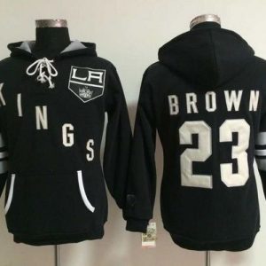 First - rate Los Angeles Kings #23 Dustin Brown Black Women's Old Time Heidi NHL Hoodie