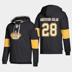 Splendid Los Angeles Kings #28 Jaret Anderson Dolan Black adidas Lace Up Pullover Hoodie