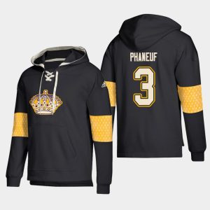 Premium Los Angeles Kings #3 Dion Phaneuf Black adidas Lace Up Pullover Hoodie