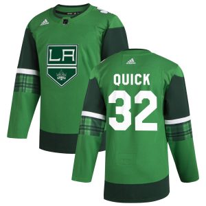 Premium Los Angeles Kings #32 Jonathan Quick Men's Adidas 2020 St. Patrick's Day Stitched NHL Jersey Green.jpg.jpg