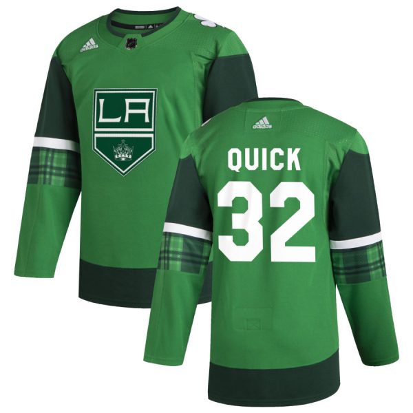 Premium Los Angeles Kings #32 Jonathan Quick Men's Adidas 2020 St. Patrick's Day Stitched NHL Jersey Green.jpg.jpg