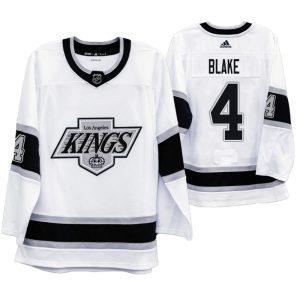 Exquisite Los Angeles Kings #4 Rob Blake Men's Adidas 2019 20 Heritage White Throwback 90s NHL Jersey