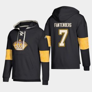Stunning Los Angeles Kings #7 Oscar Fantenberg Black adidas Lace Up Pullover Hoodie