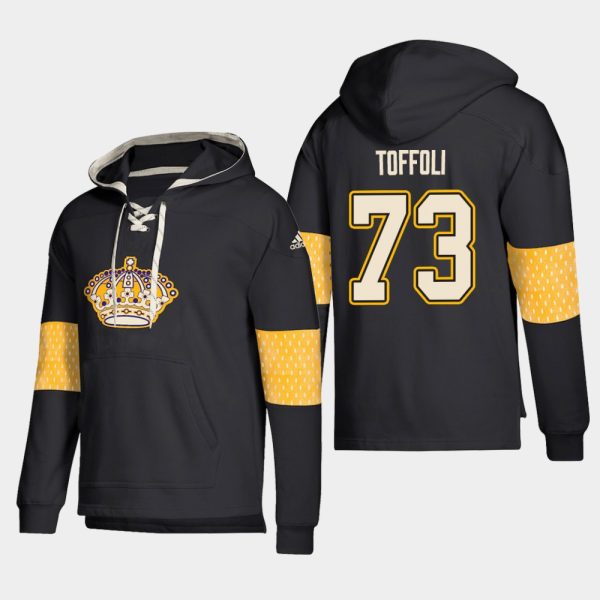 Outstanding Los Angeles Kings #73 Tyler Toffoli Black adidas Lace Up Pullover Hoodie
