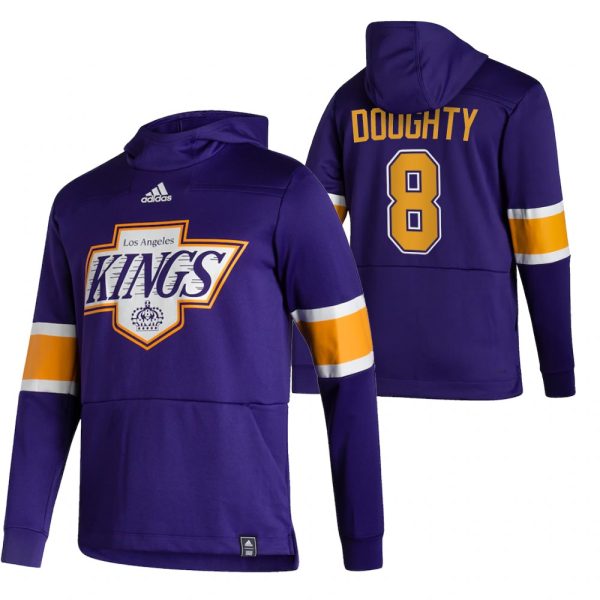 Premium Los Angeles Kings #8 Drew Doughty Adidas Reverse Retro Pullover Hoodie Purple