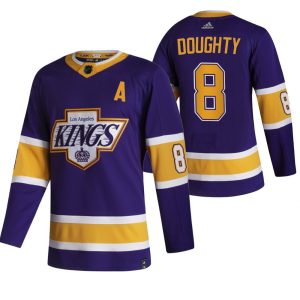 Premium Los Angeles Kings #8 Drew Doughty Black Men's Adidas 2020 21 Reverse Retro Alternate NHL Jersey