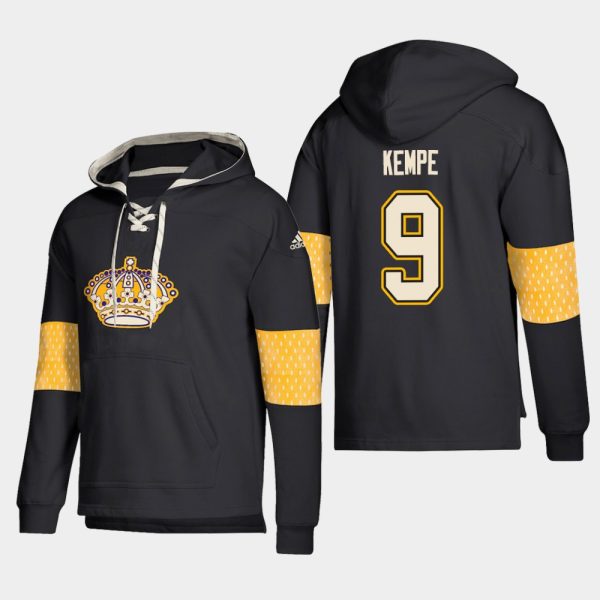 First - rate Los Angeles Kings #9 Adrian Kempe Black adidas Lace Up Pullover Hoodie