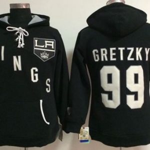Splendid Los Angeles Kings #99 Wayne Gretzky Black Women's Old Time Heidi NHL Hoodie