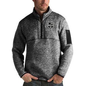 Exquisite Los Angeles Kings Antigua Fortune Quarter Zip Pullover Jacket Charcoal