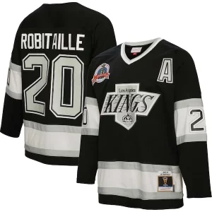 Stunning Luc Robitaille Los Angeles Kings Alternate Captain Patch 1992/93 Blue Line Player Jersey   Black