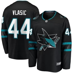 Stunning Marc Edouard Vlasic San Jose Sharks Premier Breakaway Player Jersey   Black/Teal