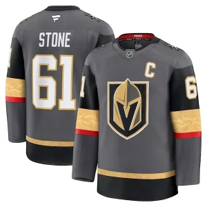 Stunning Mark Stone Vegas Golden Knights Alternate Premium Jersey   Gray/White/Gold