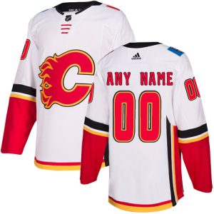 Exquisite Men's Adidas Flames Personalized Authentic White Road NHL Jersey