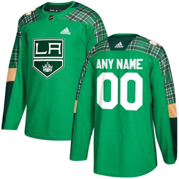 Exquisite Men's Adidas Los Angeles Kings Personalized Green St. Patrick's Day Custom Practice NHL Jersey