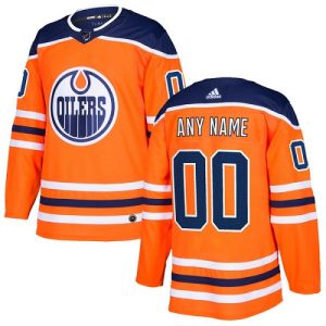 Stunning Men's Adidas Oilers Personalized Authentic Orange Home NHL Jersey