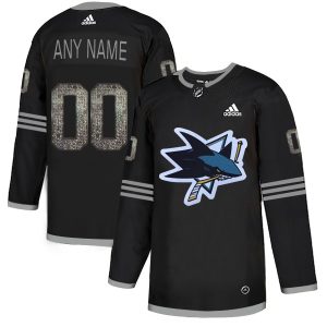 Premium Men's Adidas Sharks Personalized Authentic Black Classic NHL Jersey