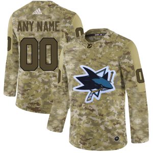 Outstanding Men's Adidas Sharks Personalized Camo Authentic NHL Jersey