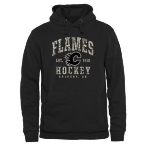 Splendid Men's Calgary Flames Black Camo Stack Pullover Hoodie