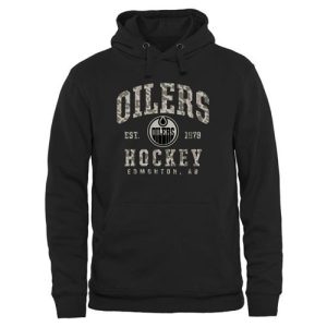 Exquisite Men's Edmonton Oilers Black Camo Stack Pullover Hoodie