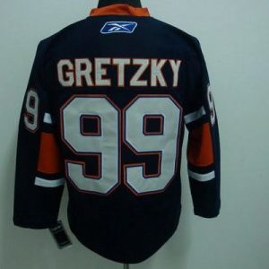 Outstanding Mitchell & Ness Oilers #99 Wayne Gretzky Dark Blue Stitched Throwback NHL Jersey