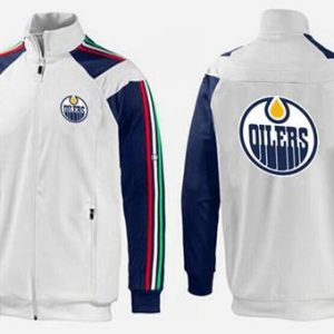 Stunning NHL Edmonton Oilers Zip Jackets White 2