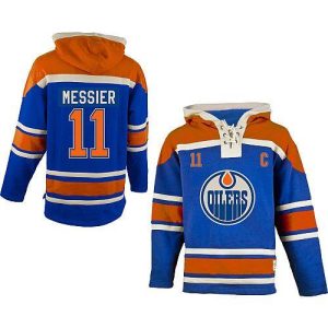 Stunning Oilers #11 Mark Messier Light Blue Sawyer Hooded Sweatshirt Stitched NHL Jersey