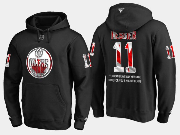 Superior Oilers #11 Mark Messier NHL Banner Wave Usa Flag Black Hoodie