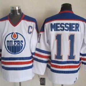 Exquisite Oilers #11 Mark Messier White CCM Throwback Stitched NHL Jersey