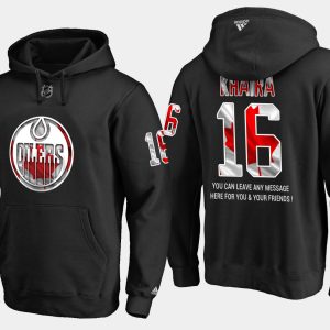 Premium Oilers #16 Jujhar Khaira NHL Banner Wave Usa Flag Black Hoodie