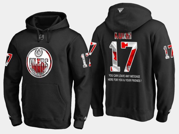 Gorgeous Oilers #17 Jari Kurri NHL Banner Wave Usa Flag Black Hoodie