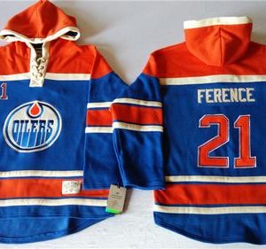 Stunning Oilers #21 Andrew Ference Light Blue Sawyer Hooded Sweatshirt Stitched NHL Jersey