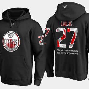 First - rate Oilers #27 Milan Lucic NHL Banner Wave Usa Flag Black Hoodie