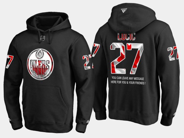 First - rate Oilers #27 Milan Lucic NHL Banner Wave Usa Flag Black Hoodie
