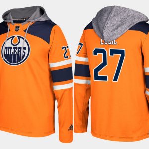 Exceptional Oilers #27 Milan Lucic Orange Name And Number Hoodie