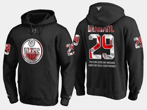 Superior Oilers #29 Leon Draisaitl NHL Banner Wave Usa Flag Black Hoodie