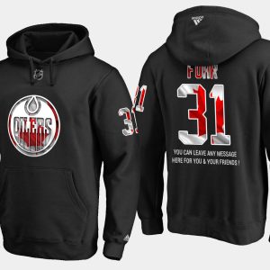 Outstanding Oilers #31 Grant Fuhr NHL Banner Wave Usa Flag Black Hoodie