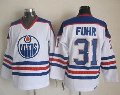 Exquisite Oilers #31 Grant Fuhr White CCM Throwback Stitched NHL Jersey