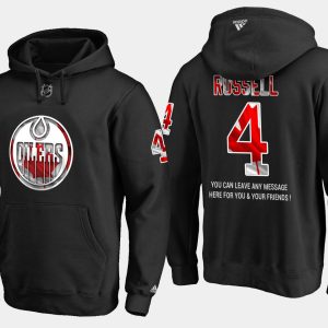 Exquisite Oilers #4 Kris Russell NHL Banner Wave Usa Flag Black Hoodie