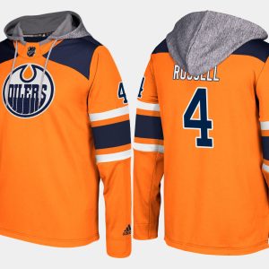 First - rate Oilers #4 Kris Russell Orange Name And Number Hoodie