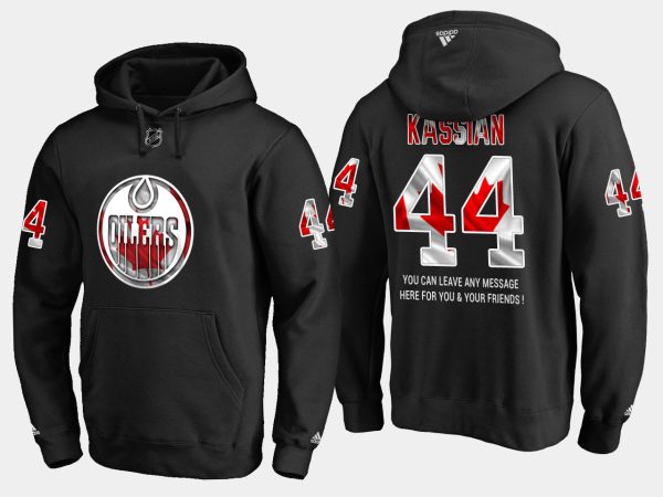 Outstanding Oilers #44 Zack Kassian NHL Banner Wave Usa Flag Black Hoodie