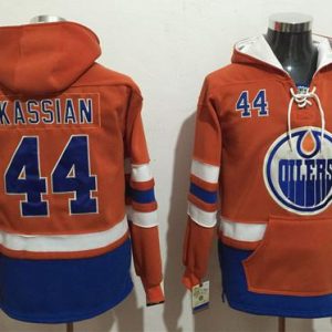Exquisite Oilers #44 Zack Kassian Orange Name & Number Pullover NHL Hoodie