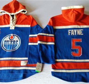 Magnificent Oilers #5 Mark Fayne Light Blue Sawyer Hooded Sweatshirt Stitched NHL Jersey